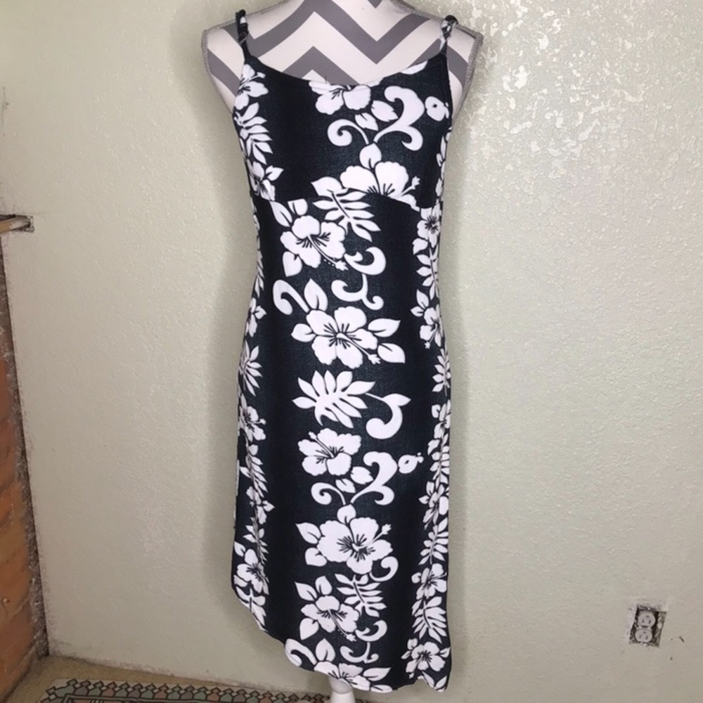 Tiki Palm Flower Dress Size S